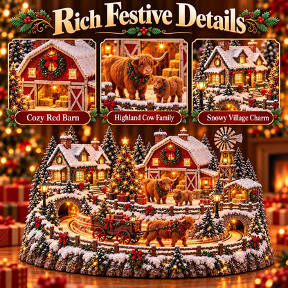 🤠 Highland Cow Christmas Farm Village – Lighted Farmhouse Holiday Décor 🎄✨