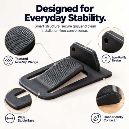 GripLock™ No-Drill Door Stopper — Low-Profile Repositionable Interior Door Holder