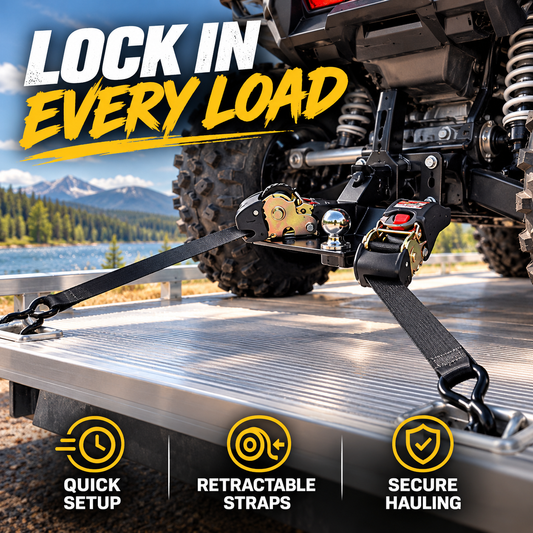 🚚CargoLock Pro™ – Dual Ratchet Tie-Down Kit for Trailers & Cargo