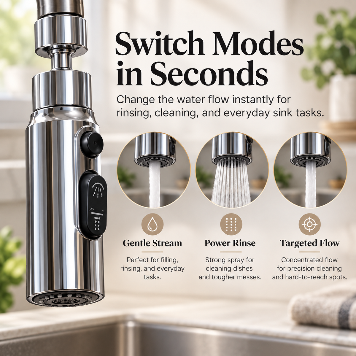 360° Rotating Faucet Extender Aerator – Universal Anti-Splash Swivel Sink Attachment with Water-Saving Spout for Kitchen & Bathroom