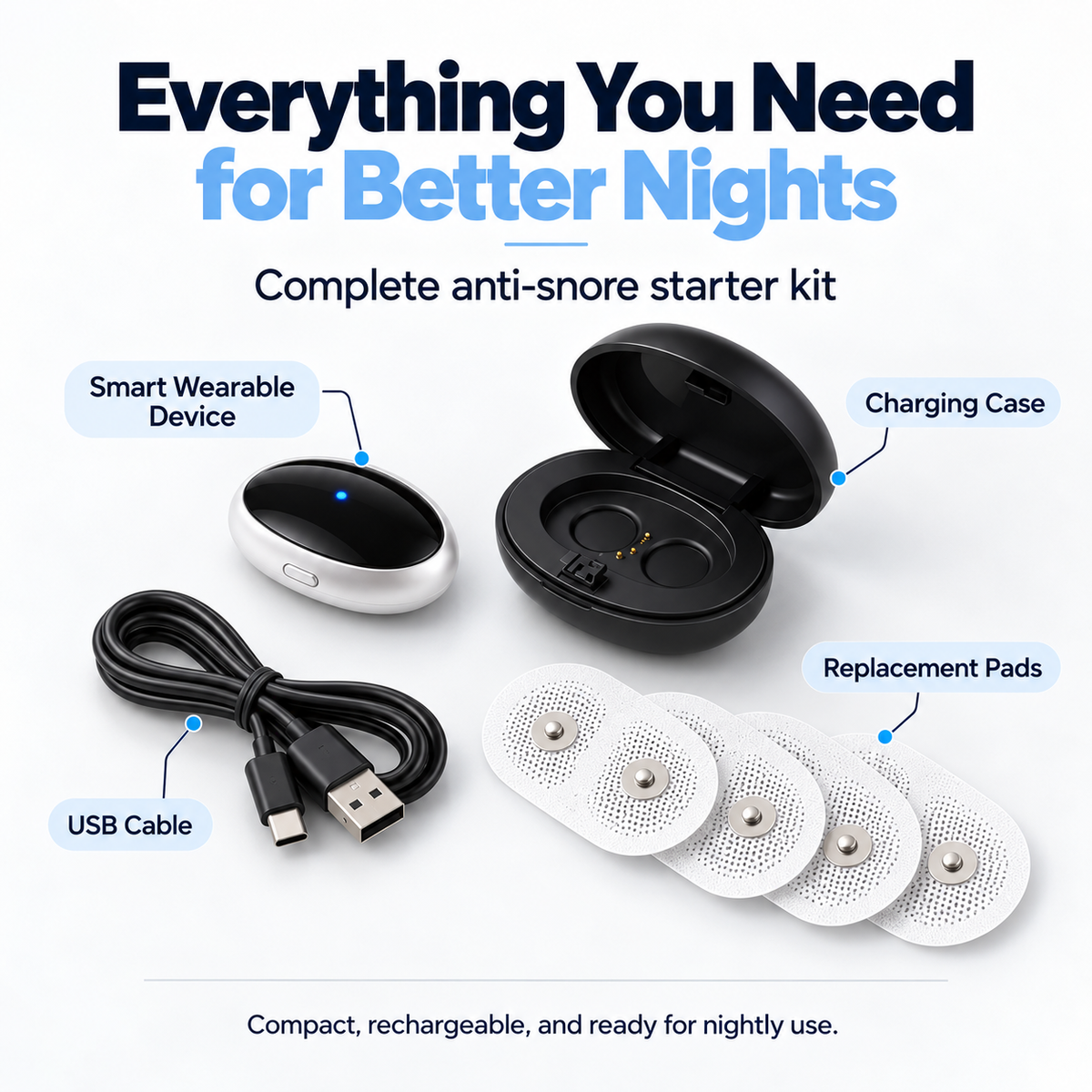😴QuietRest™ Smart Sleep Support Wearable – Rechargeable Comfort for More Peaceful Nights