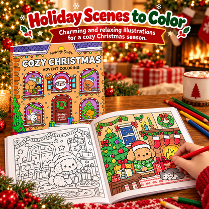 🎄 CozyColor™ Christmas Advent Coloring Book – Unwrap a Magical Coloring Surprise Every Day