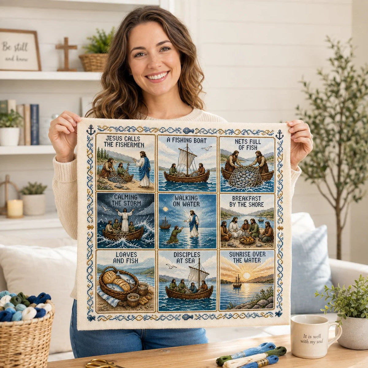 🔥HOT SALE🔥Beginner-Friendly Life of Jesus Bible Story Cross Stitch DIY Kit | 6 Biblical Collections with Fabric, Color-Matched Floss, Needle & Pattern Guide Included 💕