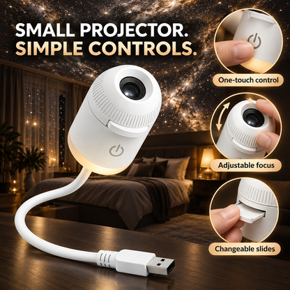 🌌 GalaxyGlow™ USB Star Projector – Changeable Slides & Flexible Neck