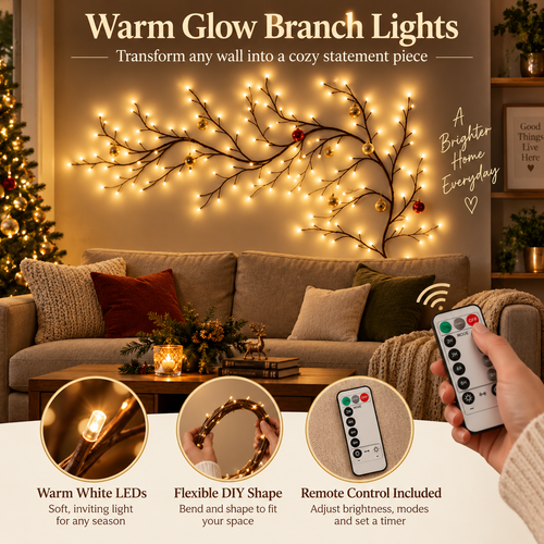 WarmGlow™ Flexible LED Branch Wall Light with Remote Control