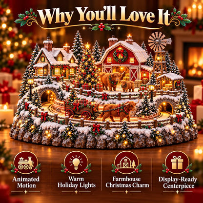 🤠 Highland Cow Christmas Farm Village – Lighted Farmhouse Holiday Décor 🎄✨
