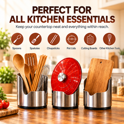 🍴 KitchenMate Pro™ Stainless Steel Utensil Holder – Stylish Kitchen Organizer