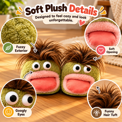 🐸 Funny Frog Plush Slippers – Cute & Cozy Monster House Shoes 💚