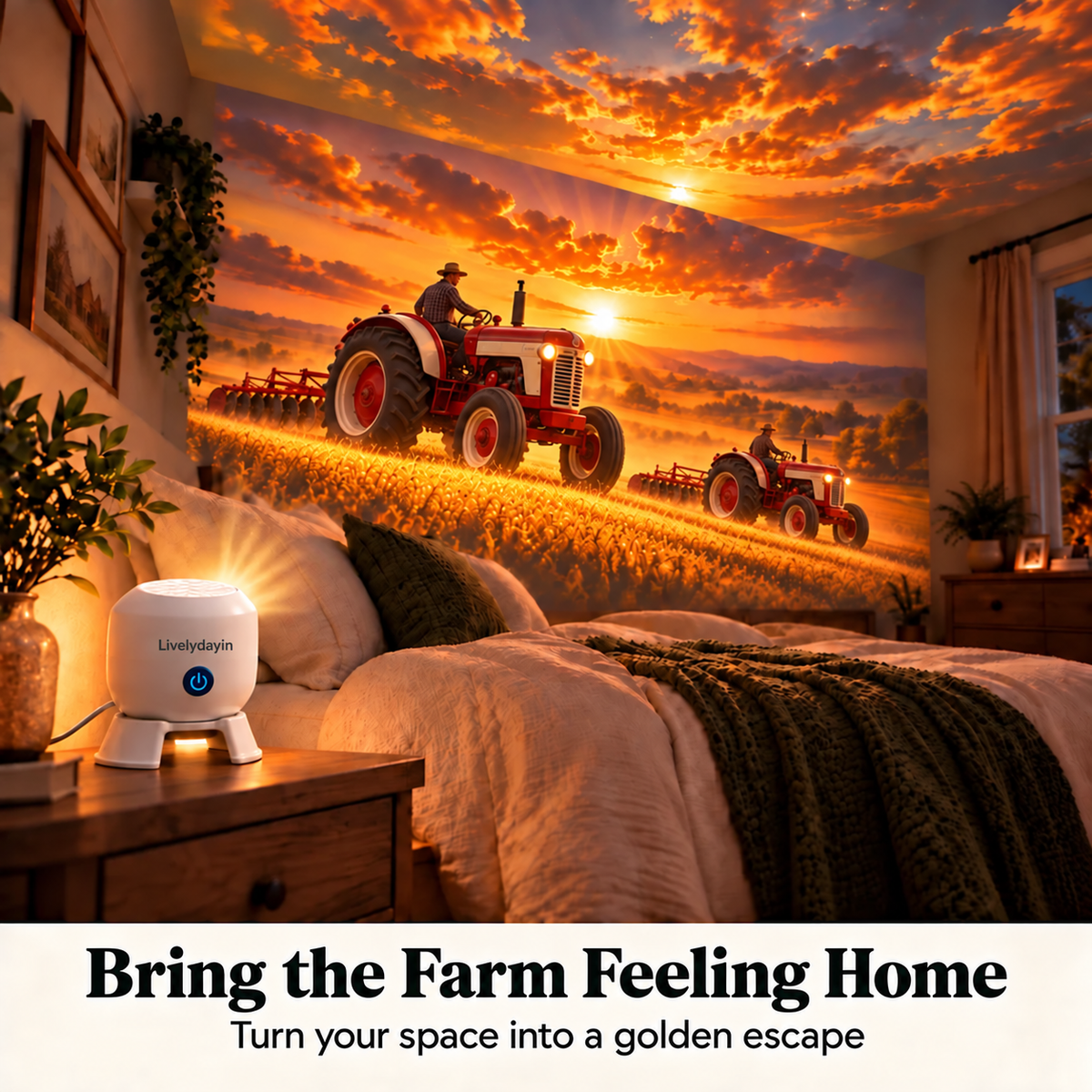 🚜 Tractor Farm Projector | Cozy Room Glow