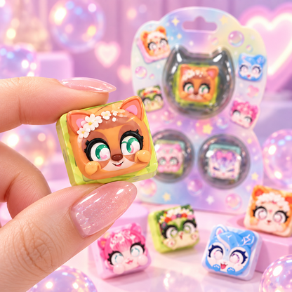 Cute Cat Mini Keyboard Toy – Kawaii Animal Keycap Fidget Toy, Adorable Desk Decor & Fun Gift for Kids, Teens and Cat Lovers