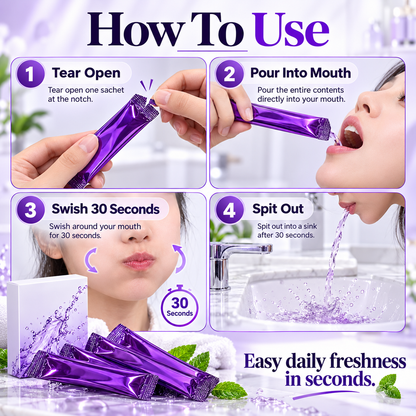 💜 FreshPop™ Portable Mouthwash Strips – Instant Fresh Breath Anywhere（20 pieces per box）