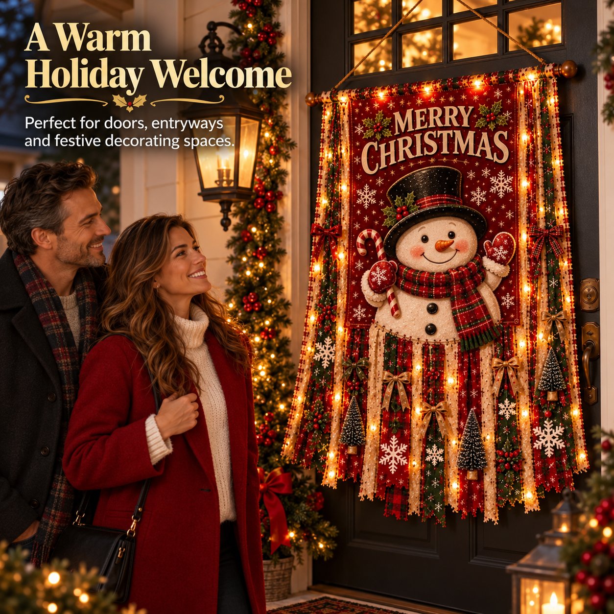 🎄✨ Christmas Glow Door Banner – Light-Up Holiday Welcome Decor for a Festive Entrance