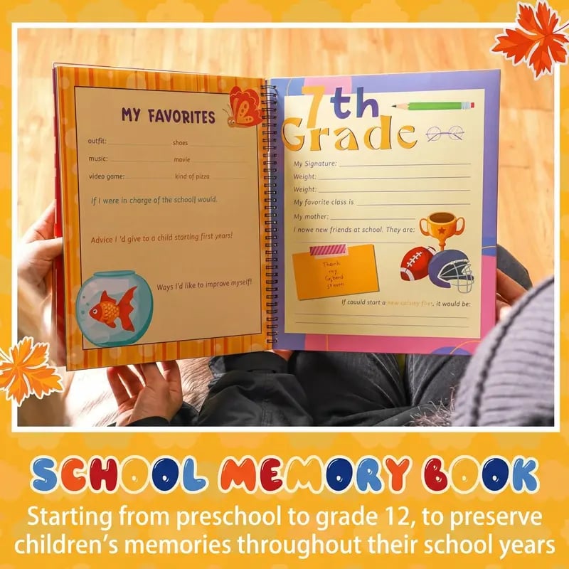 🔥HOT SALE🔥📚❤️School Memory Book - Preschool to 12th Grade Keepsake Album for Cherished School Photos & Childhood Memories