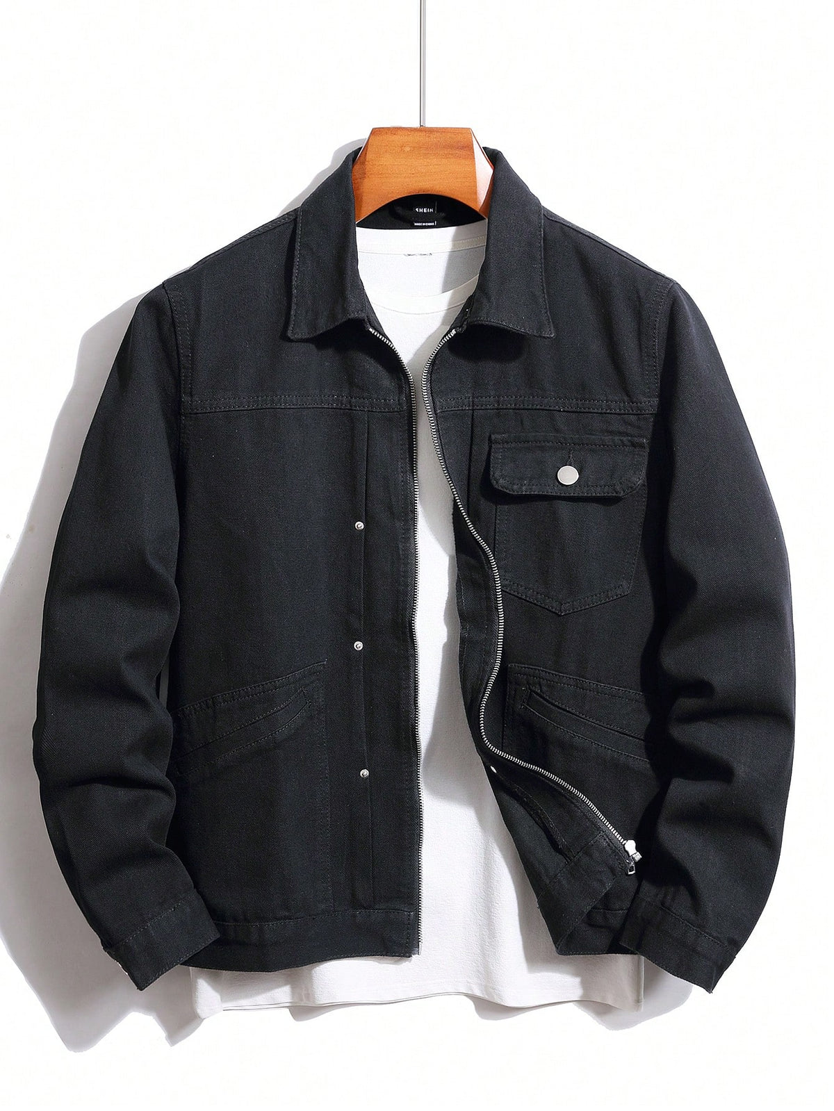 Men Flap Pocket Denim Jacket Without Tee