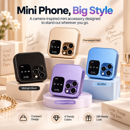 📱 MiniMuse™ Pocket Phone  – Stylish Mini Camera-Inspired Accessory for Everyday Carry