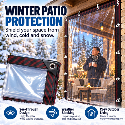 🏡 Clear Outdoor Weatherproof Curtain – Windproof Transparent PVC Patio Enclosure