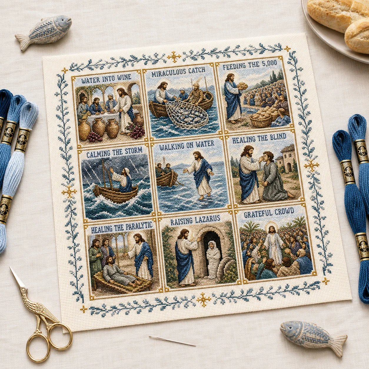 🔥HOT SALE🔥Beginner-Friendly Life of Jesus Bible Story Cross Stitch DIY Kit | 6 Biblical Collections with Fabric, Color-Matched Floss, Needle & Pattern Guide Included 💕