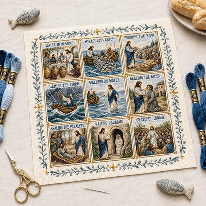 🔥HOT SALE🔥Beginner-Friendly Life of Jesus Bible Story Cross Stitch DIY Kit | 6 Biblical Collections with Fabric, Color-Matched Floss, Needle & Pattern Guide Included 💕