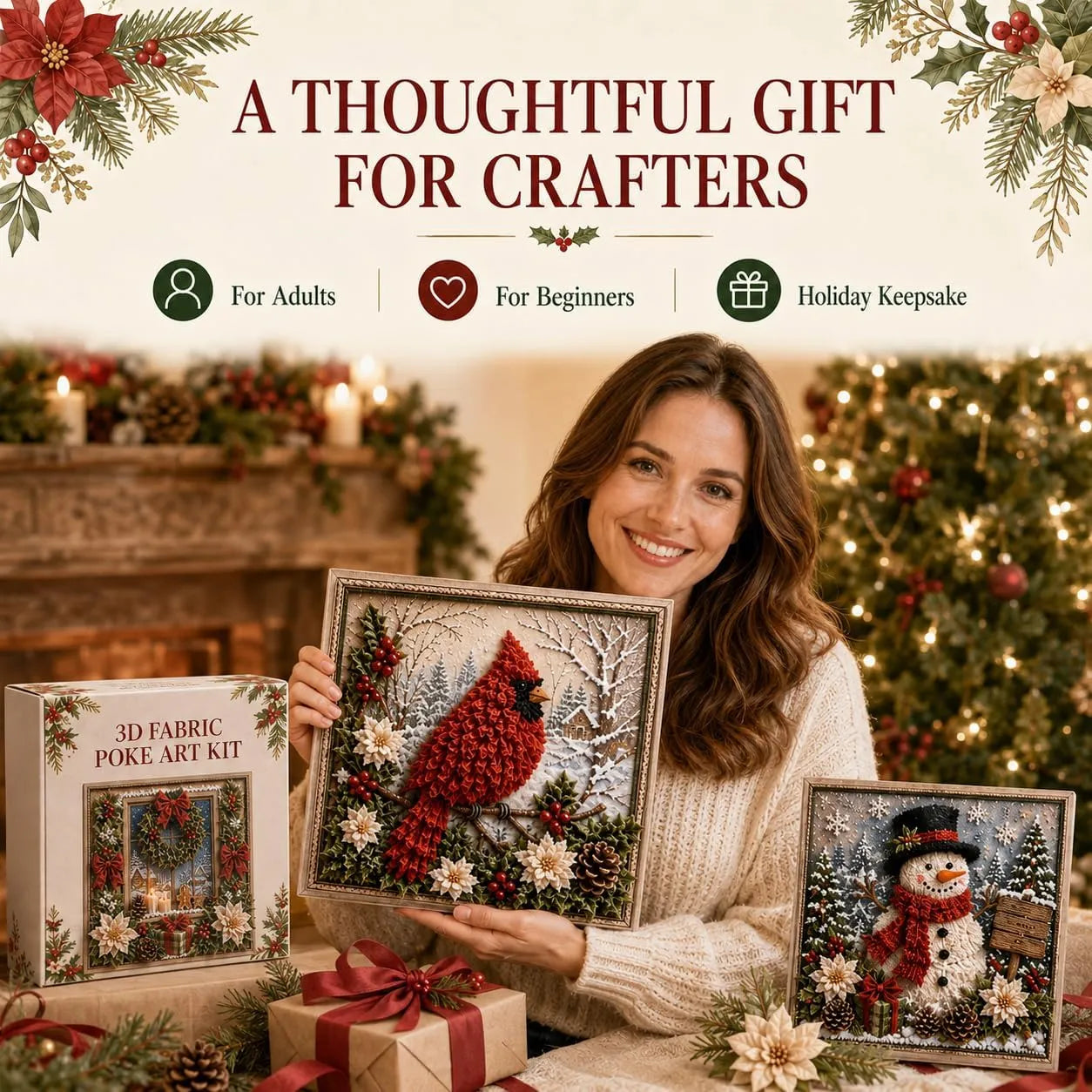 3D Christmas Fabric Poke Art Kit🖼️