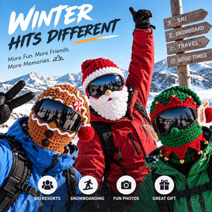 🎅🏂 3D Christmas Knit Ski Mask | Warm Full-Face Cover in 3 Festive Styles for Ski Trips, Parties & Winter Adventures ❄️