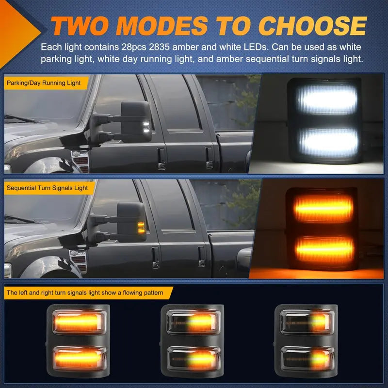✨ Give Your Super Duty a Sharper Look with Switchback Mirror Lights
