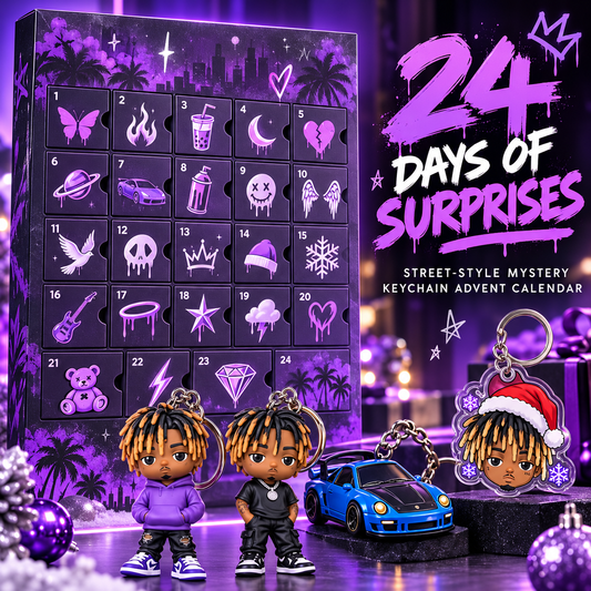 🎁 24-Day Street-Style Mystery Keychain Advent Calendar – Christmas Surprise Gift Box