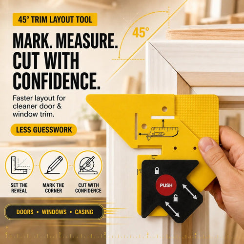 🔥HOT SALE🔥📐 Adjustable 45° Trim Marking & Measuring Tool – Fast Door & Window Casing Layout