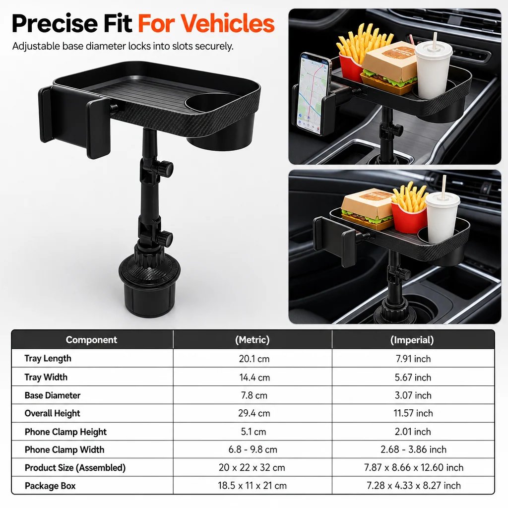 3-in-1 car cup holder phone mount with tray and organizer - product image 6
