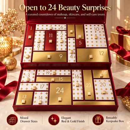 💄 LuxeVault™ 24-Day Beauty Advent Calendar – Luxury Countdown Gift Box with Reusable Storage Case
