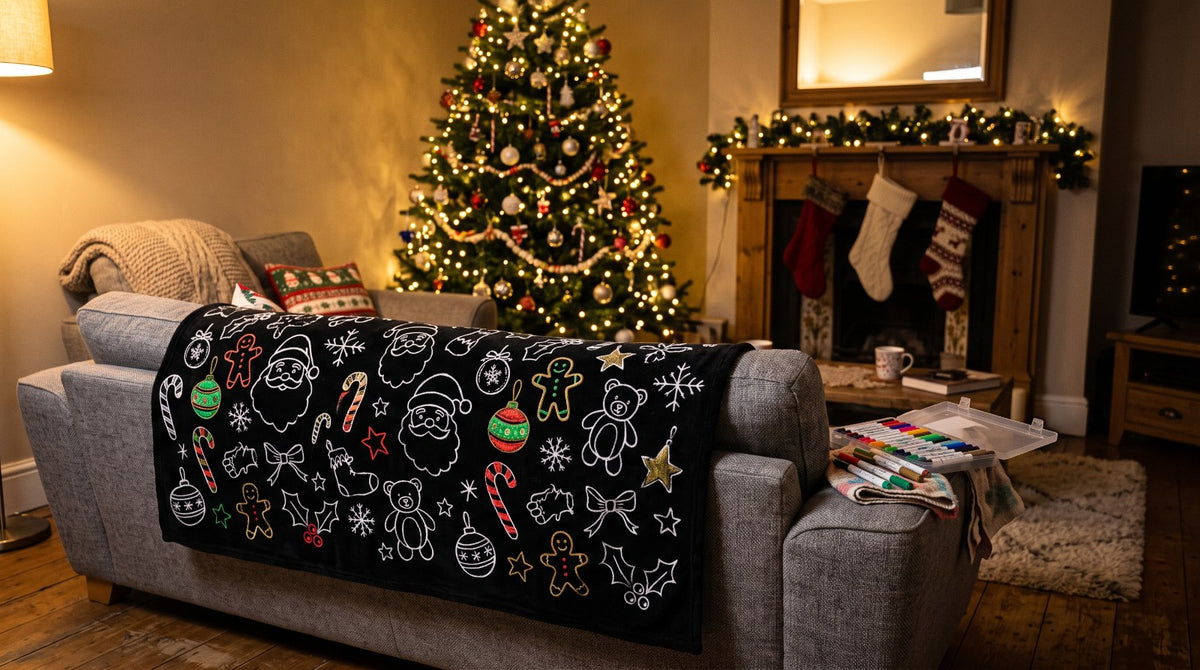 🎄 ColorJoy™ Christmas Coloring Mat Kit – Reusable Holiday Activity Set with 24 Markers