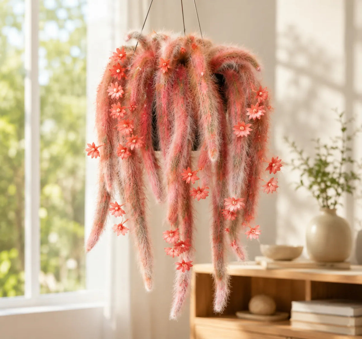 🌸 Rare Rainbow Monkey Tail Cactus Bulbs – Cascading Blooms for Hanging Baskets
