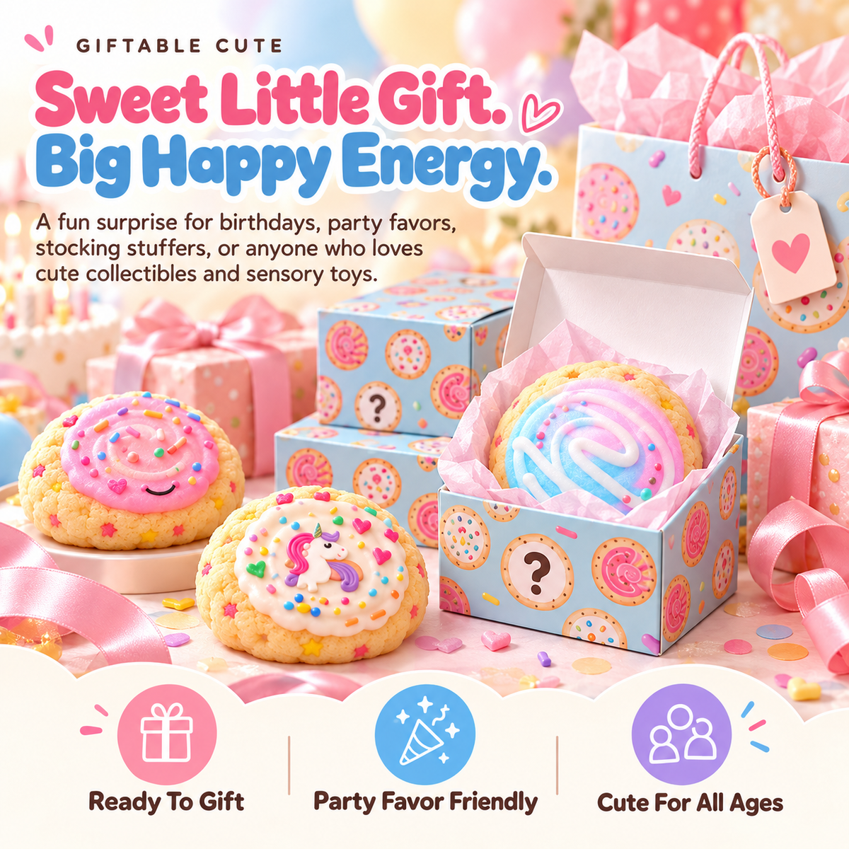 🍭 SquishMallow™ Mystery Cookie Blind Box – Kawaii Slow-Rising Squishy Toy with Sweet Surprise Collectibles