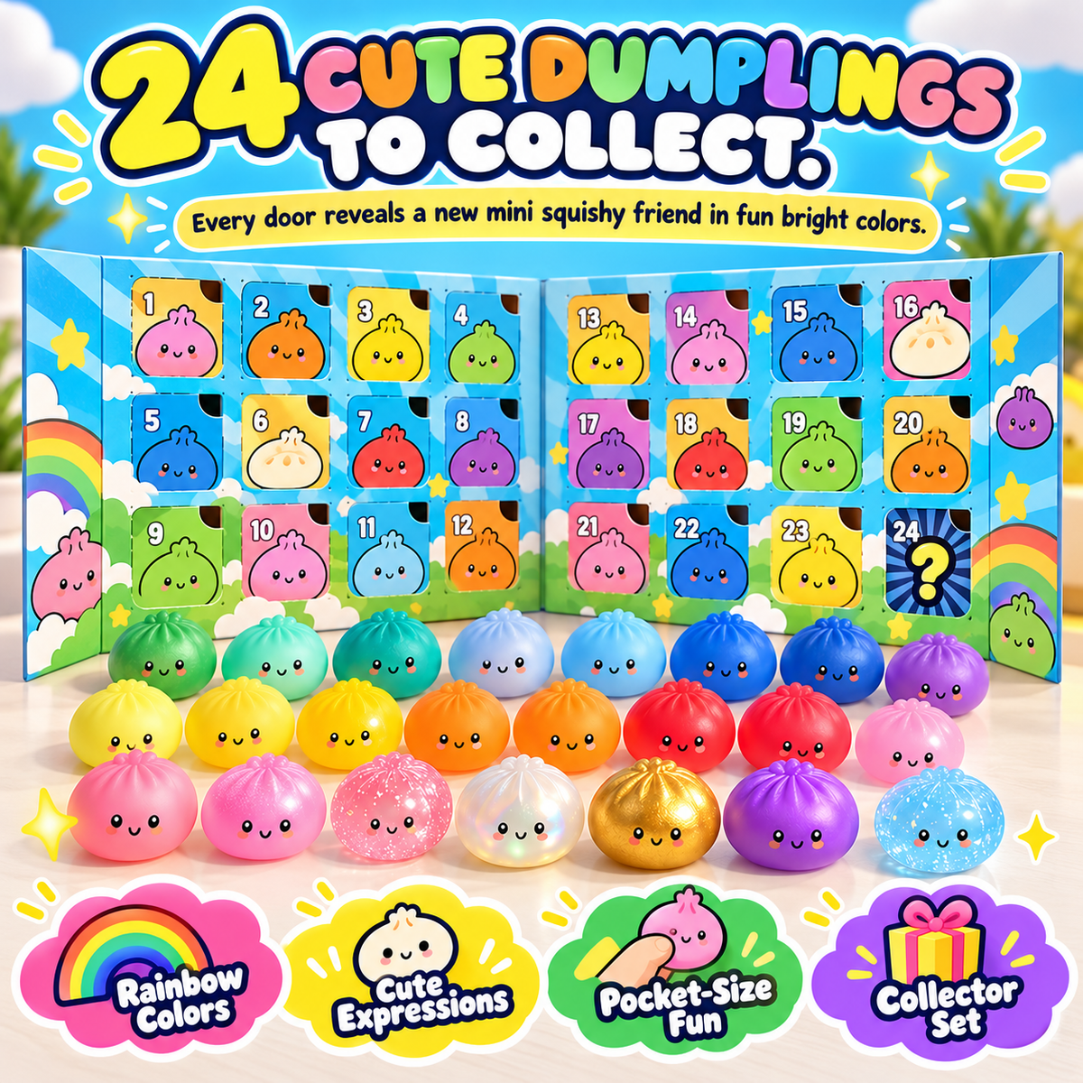 MiniMystery™ 24-Day Dumpling Squishy Advent Calendar – 24 Collectible Surprises