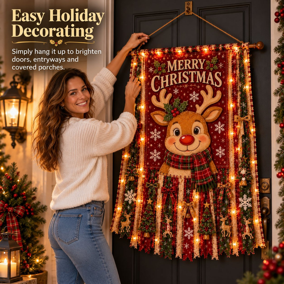 🎄✨ Christmas Glow Door Banner – Light-Up Holiday Welcome Decor for a Festive Entrance
