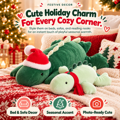 🦖 DinoSnuggle™ Christmas Dinosaur Plush Duo – Soft & Cuddly Holiday Gift Set