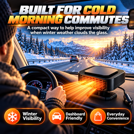 Portable Car Heater Defroster with 360-Degree Rotating Base