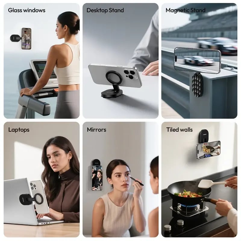 📱 Magnetic Suction Cup Phone Mount: Versatile Desktop Stand & Wall-Mounted Holder – Strong Magnetic Grip for Smartphones – Ideal for Glass, Mirrors & Smooth Surfaces