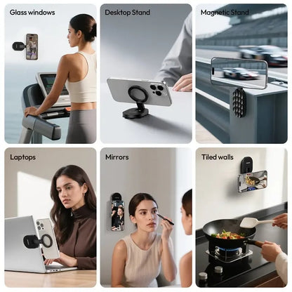 📱 Magnetic Suction Cup Phone Mount: Versatile Desktop Stand & Wall-Mounted Holder – Strong Magnetic Grip for Smartphones – Ideal for Glass, Mirrors & Smooth Surfaces