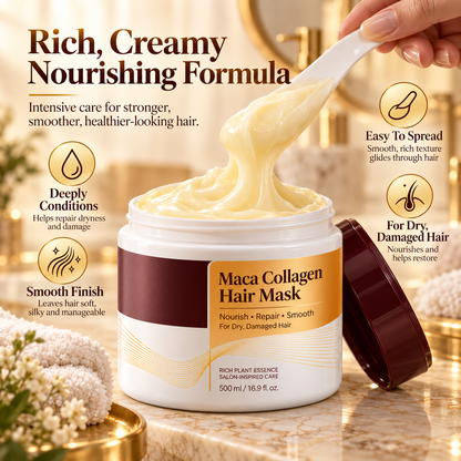 Collagen Hair Mask for Dry & Damaged Hair, Deep Conditioning Treatment with Maca Essence, Moisturizing Repair Hair Cream for Soft, Smooth & Shiny Hair