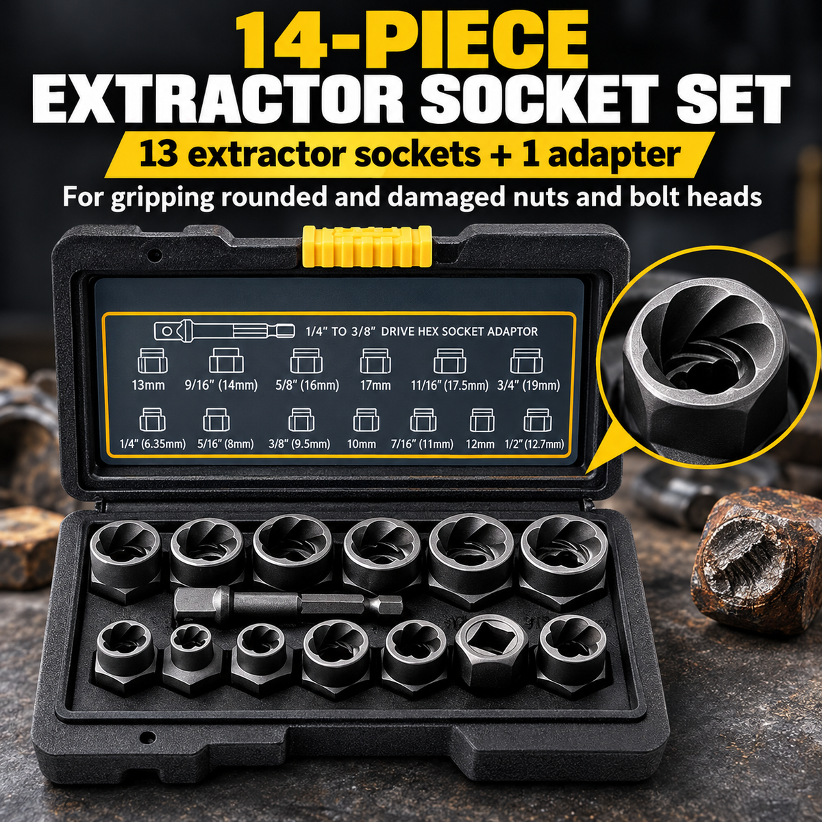 🔧 BoltBreaker™ Extraction Tool Set – 26-Piece Stuck Bolt & Screw Remover