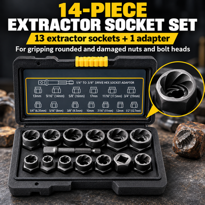 🔧 BoltBreaker™ Extraction Tool Set – 26-Piece Stuck Bolt & Screw Remover