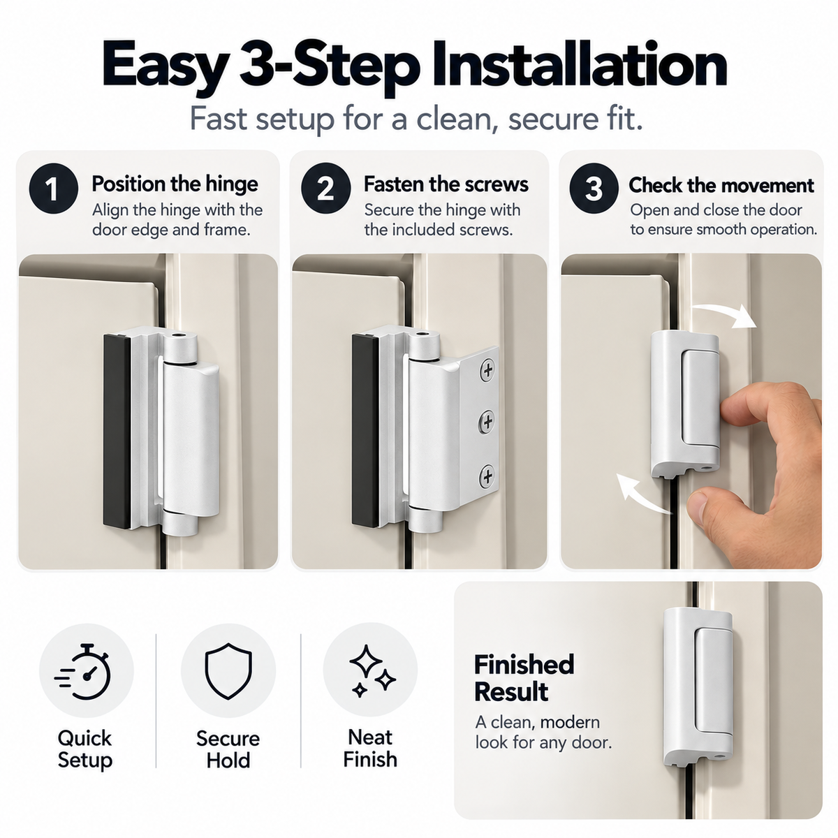 SlimPro™ Compact Side-Mount Door Hinge, Modern Minimalist Cabinet & Door Hardware, Space-Saving Design, Easy Installation Pivot Hinge