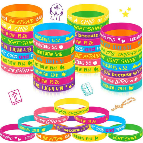 🎁✝️ 30/60PCS Bible Verse Bracelets – Christian Faith Wristbands for Church Events, Youth Groups & Sunday School Rewards