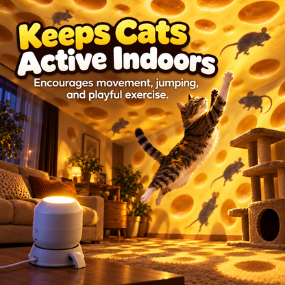 Interactive Cat Mouse Projector Toy, Cheese-Themed Chase Light for Indoor Cats, Fun Exercise & Playtime Pet Toy
