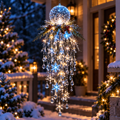 ❄️SnowGlow™ Illuminated Snowflake Hanging Lantern – Winter Entryway Décor