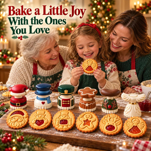 🎄🍪 Christmas Jam Cookie Press – Festive Character Cookie Stamps with Embossed Designs & Jam-Fill Centers | Holiday Baking Fun 🎅❤️