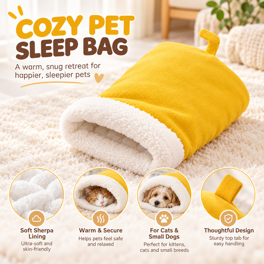 🐾 Cozy Pet Sleeping Bag – Soft Fleece Winter Bed for Cats & Small Dogs