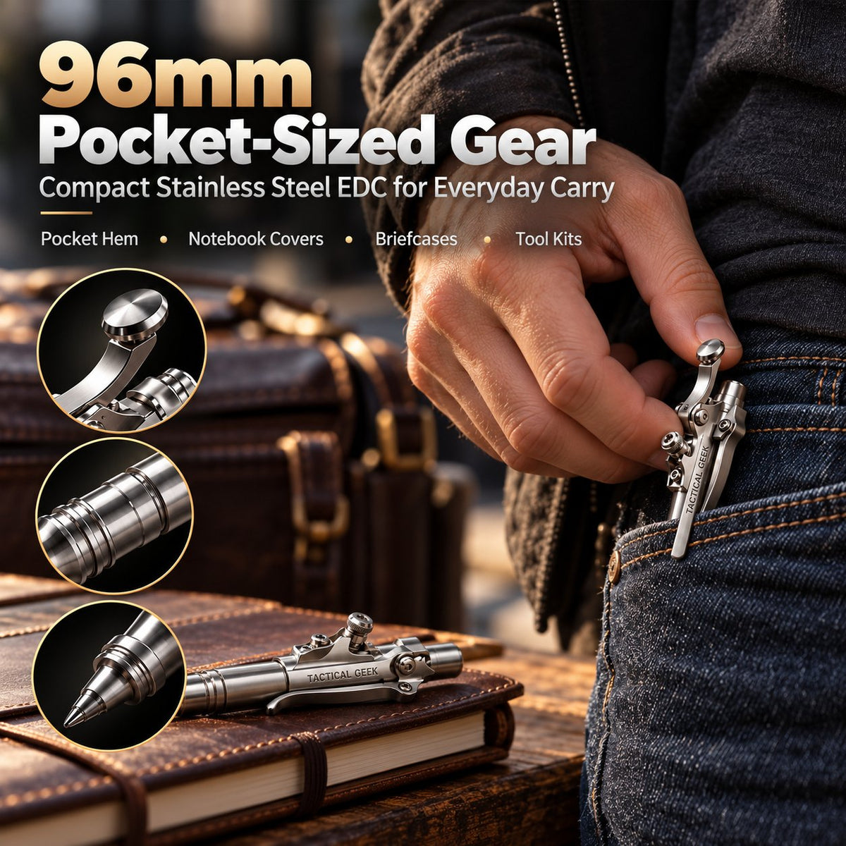 ⚙️ Telegraph-Key Mechanical EDC Pen – CNC Stainless Steel Pocket Pen