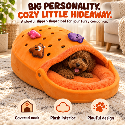 🐾🧡 SnuggleSlipper™ Cozy Plush Pet Cave Bed 🐶✨