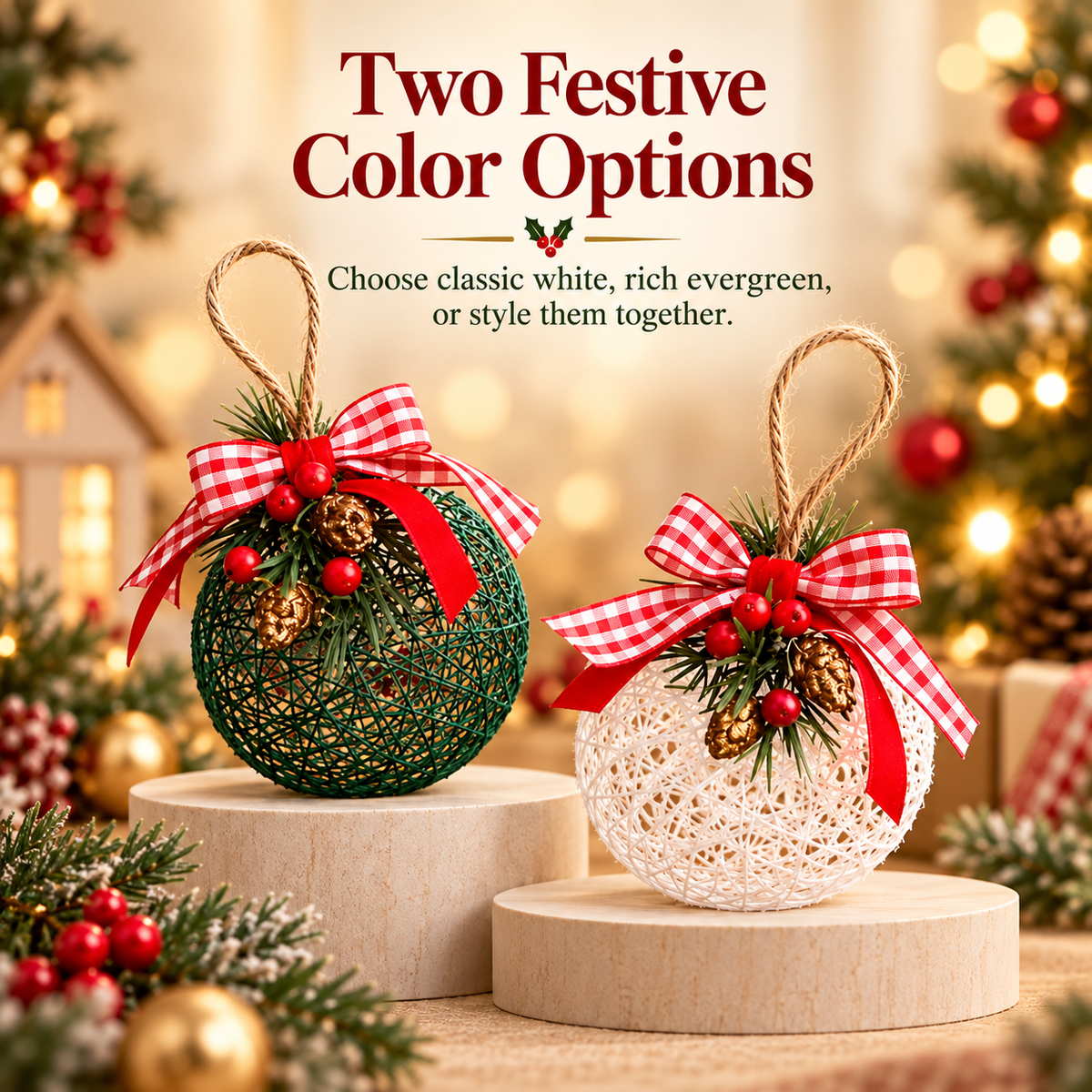 🎄 Festive Woven Christmas Ornaments – Cozy Holiday Charm ✨